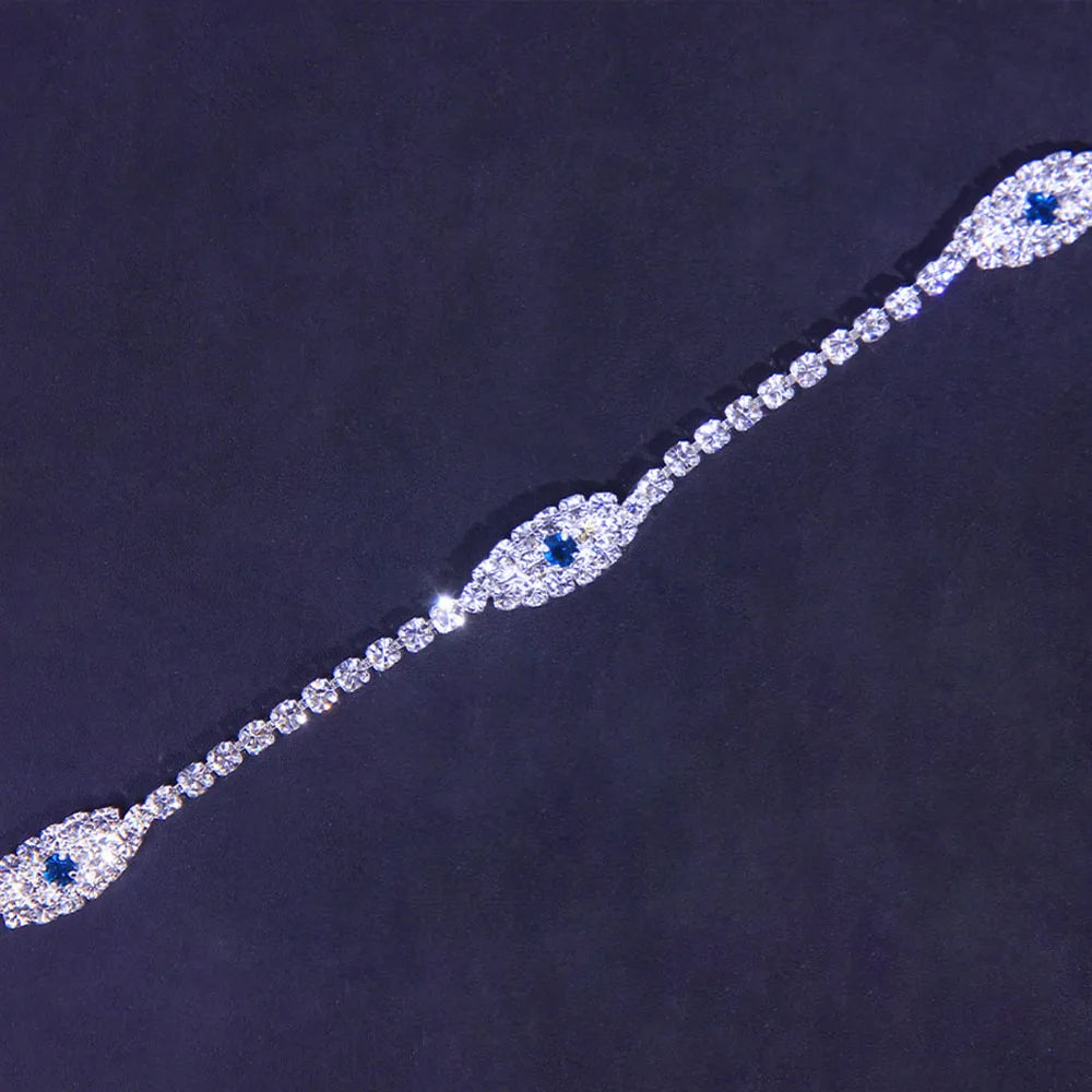 Evil Eye Tennis Rhinestone Choker Necklace