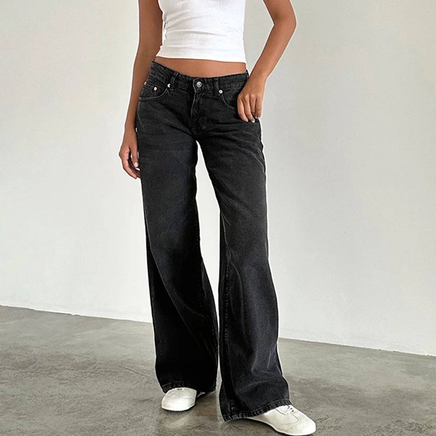 Baggy Jeans for Women Trendy Low Rise Casual Straight Leg Boyfriend Jeans Denim Pants with Pocket