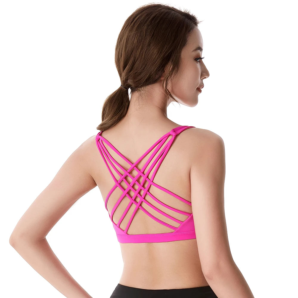 Fitness Sports Bra for Women Push Up Wire free Crisscross back