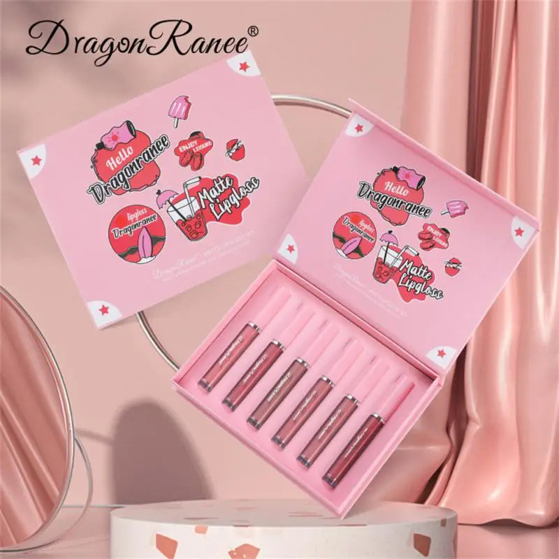 6pcs Waterproof Velvet Lip Gloss Matte Texture Rouge Long Lasting Sweat Proof Matte Liquid Lipstick Lip Glaze Compact Design