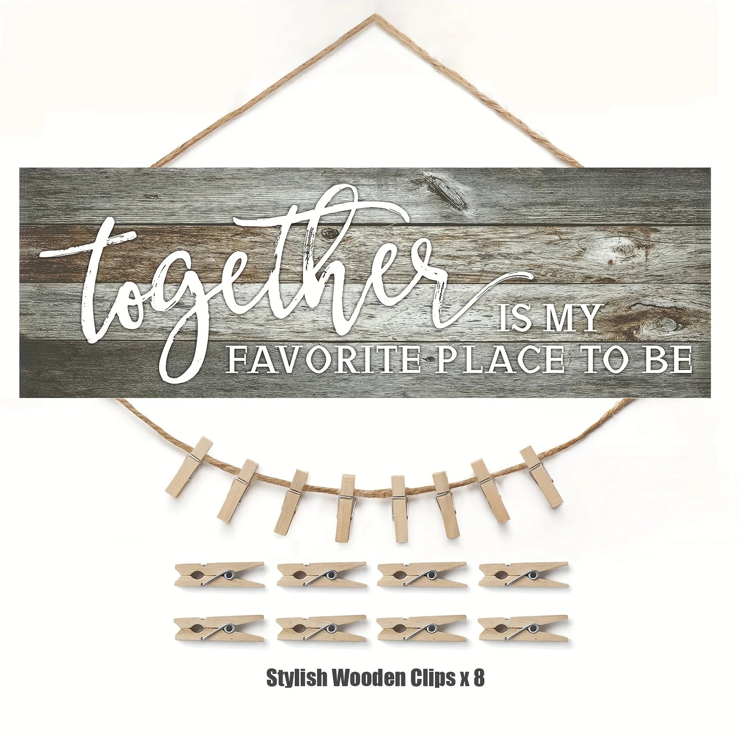 Wood Hanging Photo Holder Sign Family Together Is My Favorite Place Picture Frame
