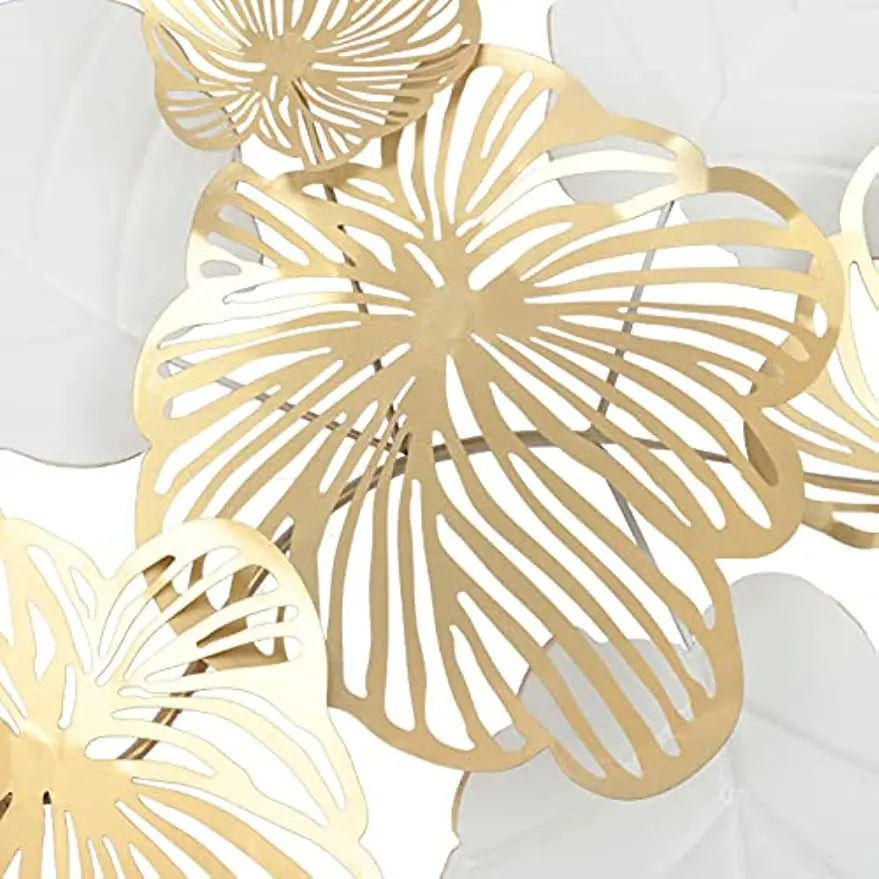 3D Metal Wall Decor "Gold Flower Blooming" Handmade Wall Hanging Artwork Decoration