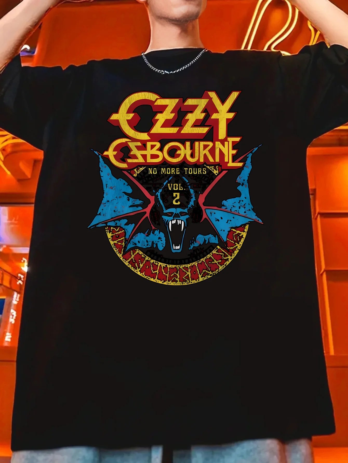 OZZY OZBOURNE Graphic Men Casual T Shirt Black Polyester, Round Neck Machine Washable