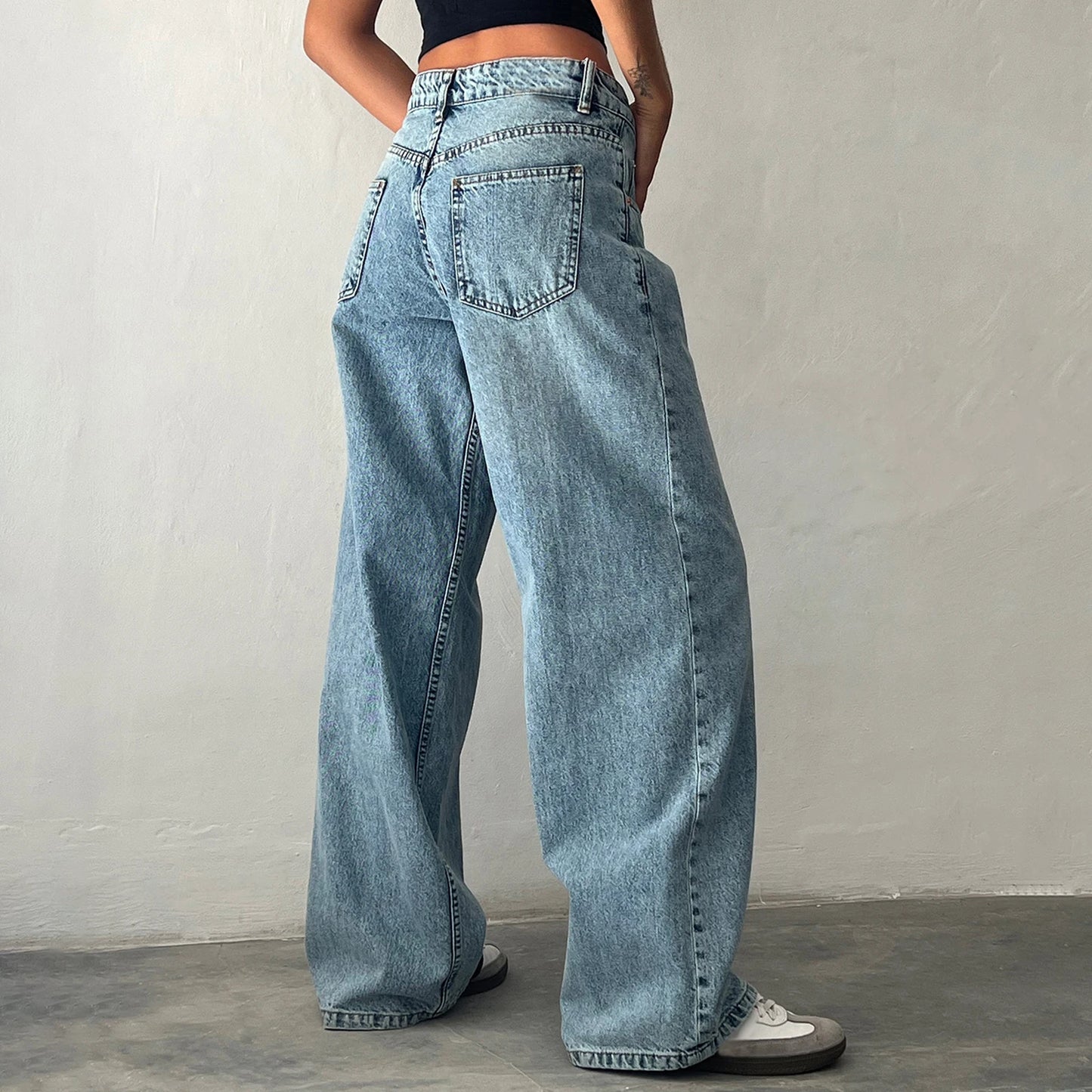 Baggy Jeans for Women Trendy Low Rise Casual Straight Leg Boyfriend Jeans Denim Pants with Pocket