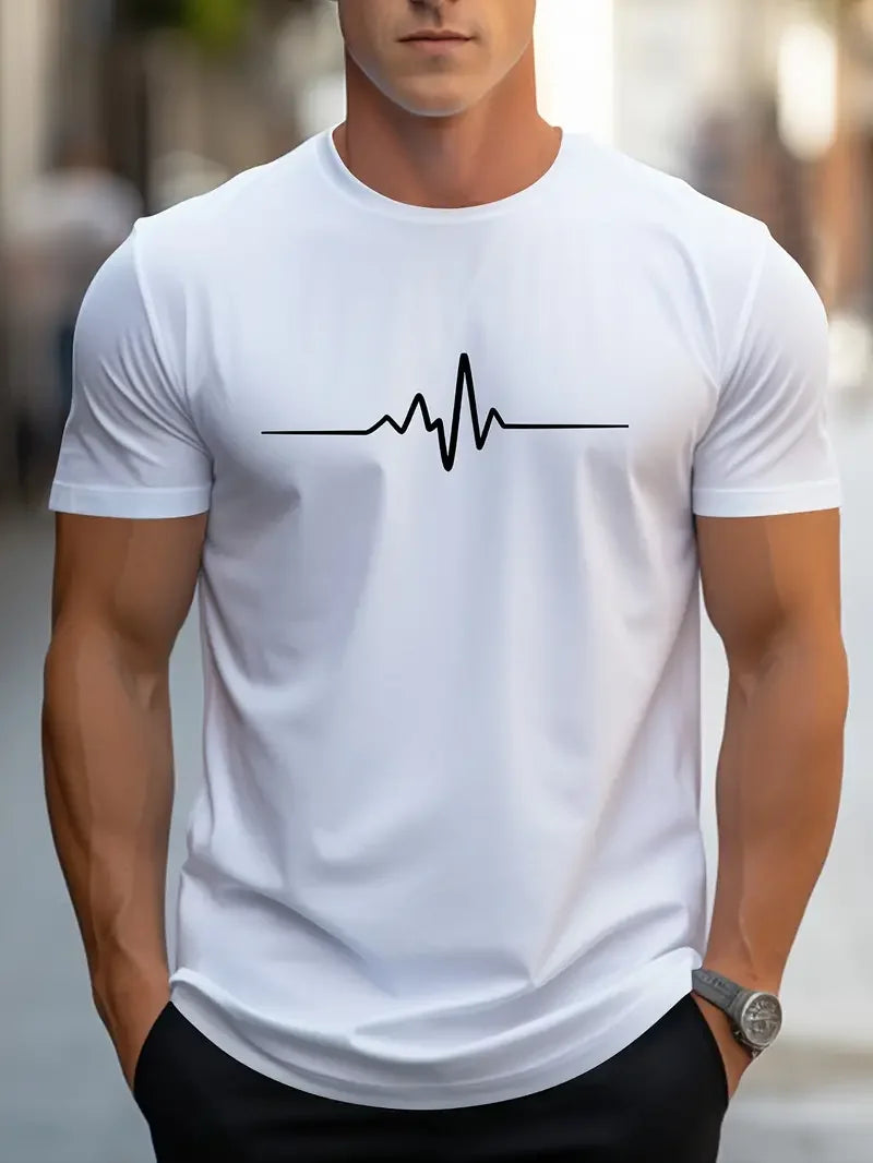 Creative Print Men's Fashionable Summer Crew Neck Short Sleeve Sports T-shirt