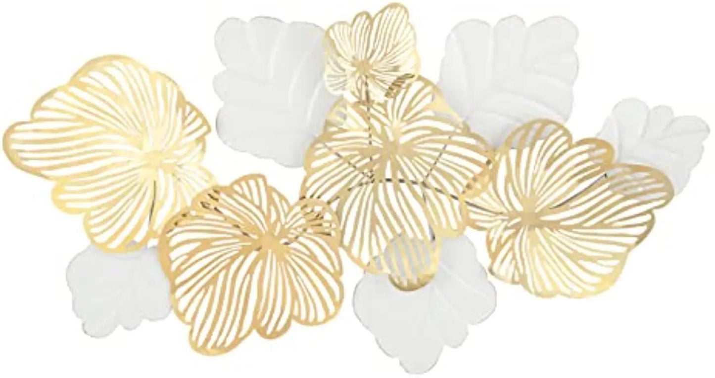 3D Metal Wall Decor "Gold Flower Blooming" Handmade Wall Hanging Artwork Decoration