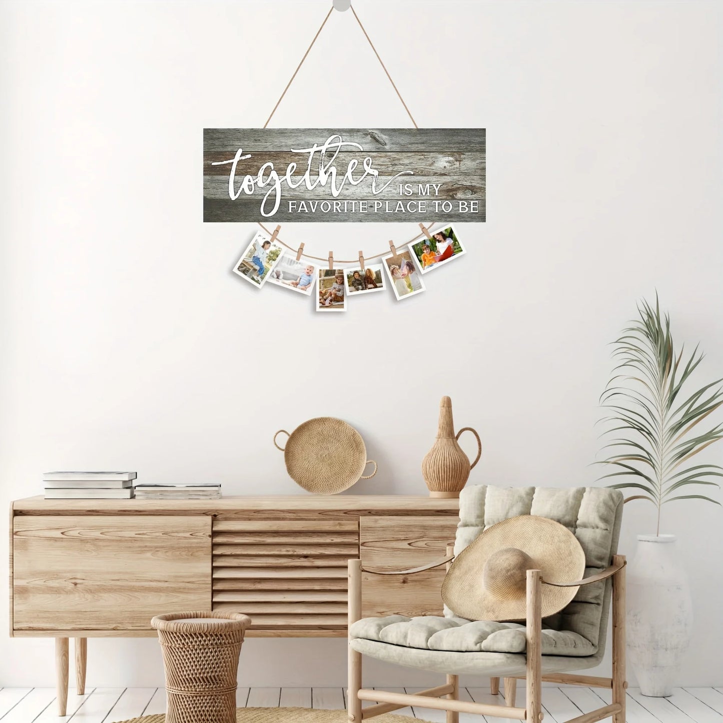 Wood Hanging Photo Holder Sign Family Together Is My Favorite Place Picture Frame