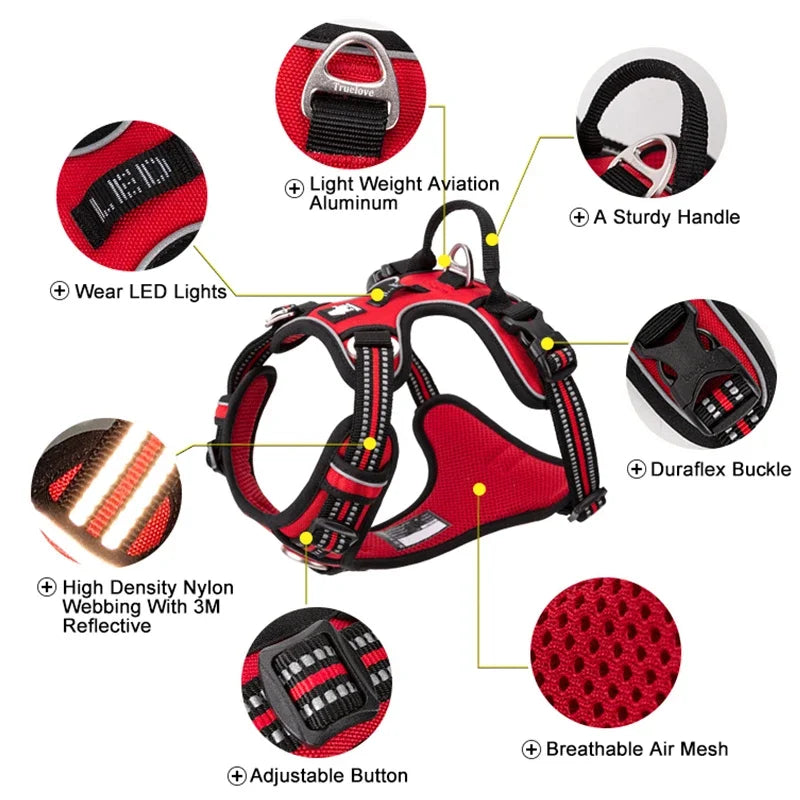 Reflective Nylon Dog Harness No Pull Adjustable Medium or Large Dog Vest