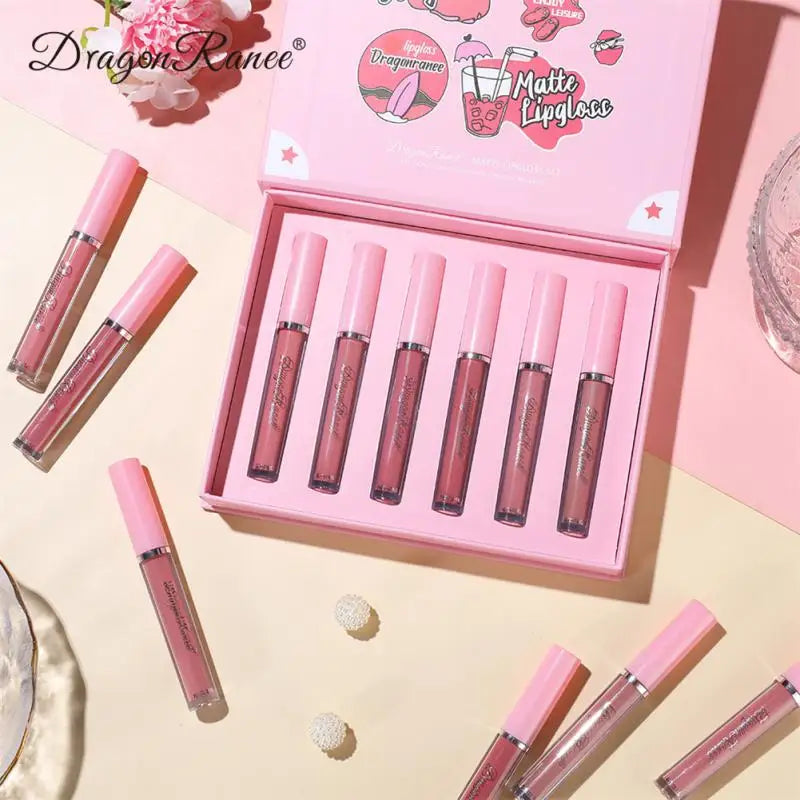 6pcs Waterproof Velvet Lip Gloss Matte Texture Rouge Long Lasting Sweat Proof Matte Liquid Lipstick Lip Glaze Compact Design