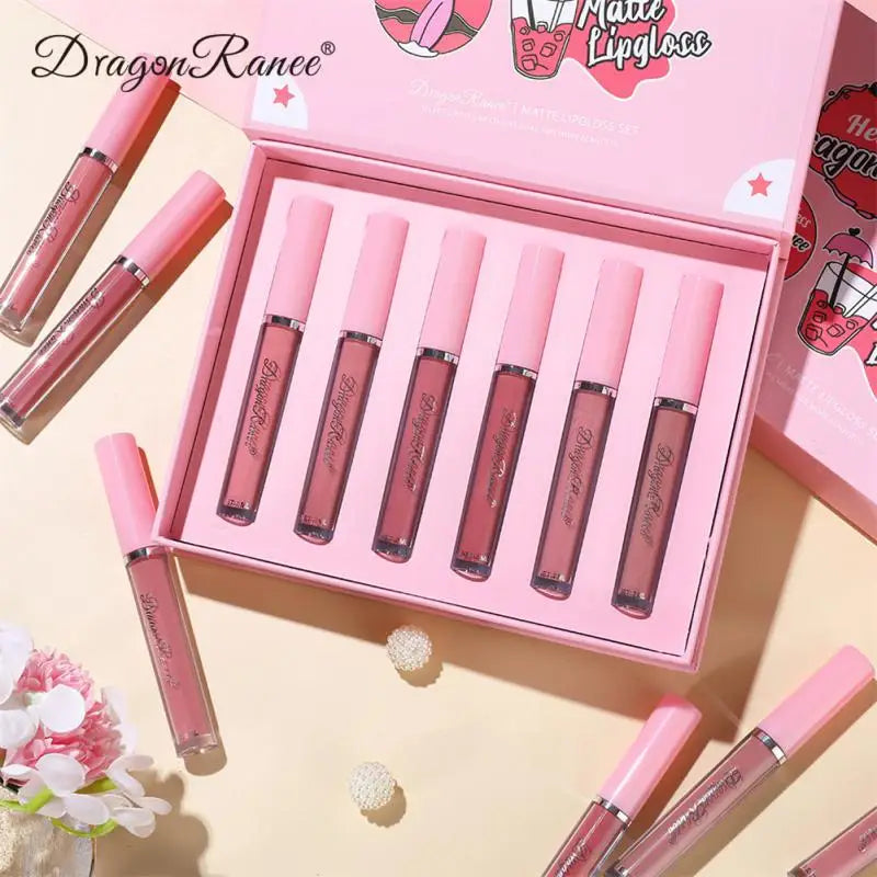 6pcs Waterproof Velvet Lip Gloss Matte Texture Rouge Long Lasting Sweat Proof Matte Liquid Lipstick Lip Glaze Compact Design