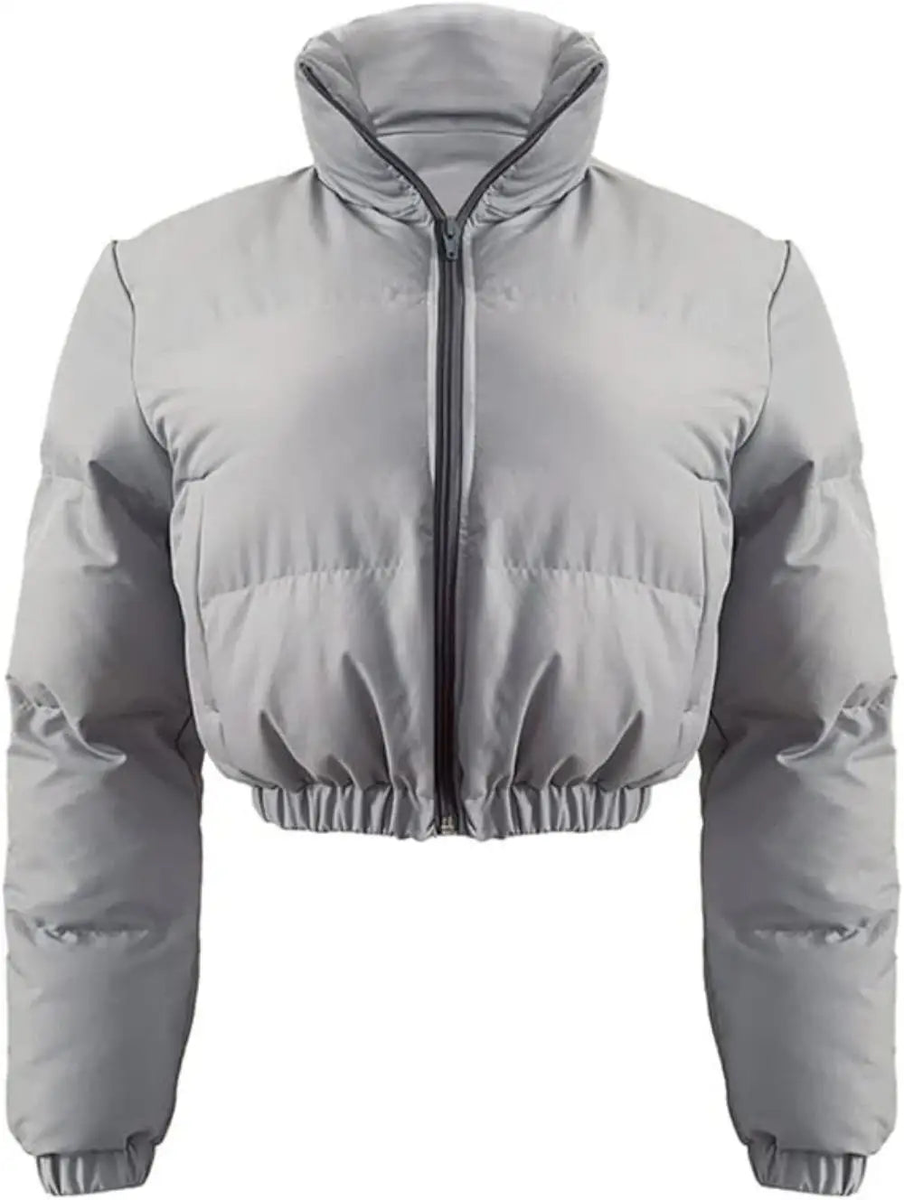 Women's Cropped Puffer Jacket, Zip Casual Cotton Coat