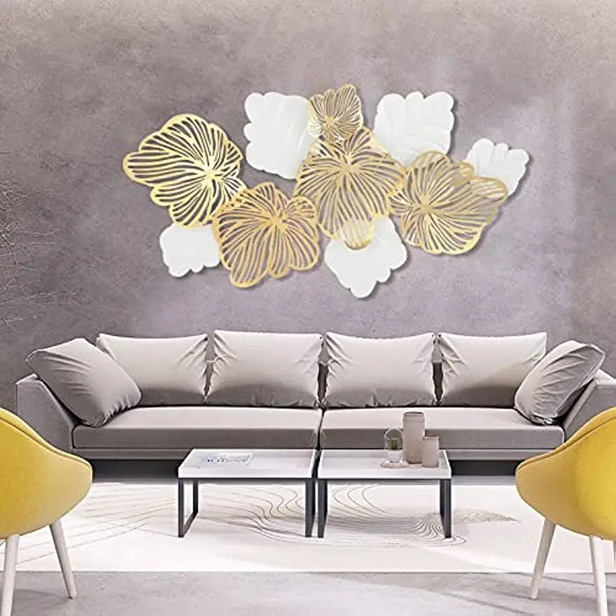 3D Metal Wall Decor "Gold Flower Blooming" Handmade Wall Hanging Artwork Decoration