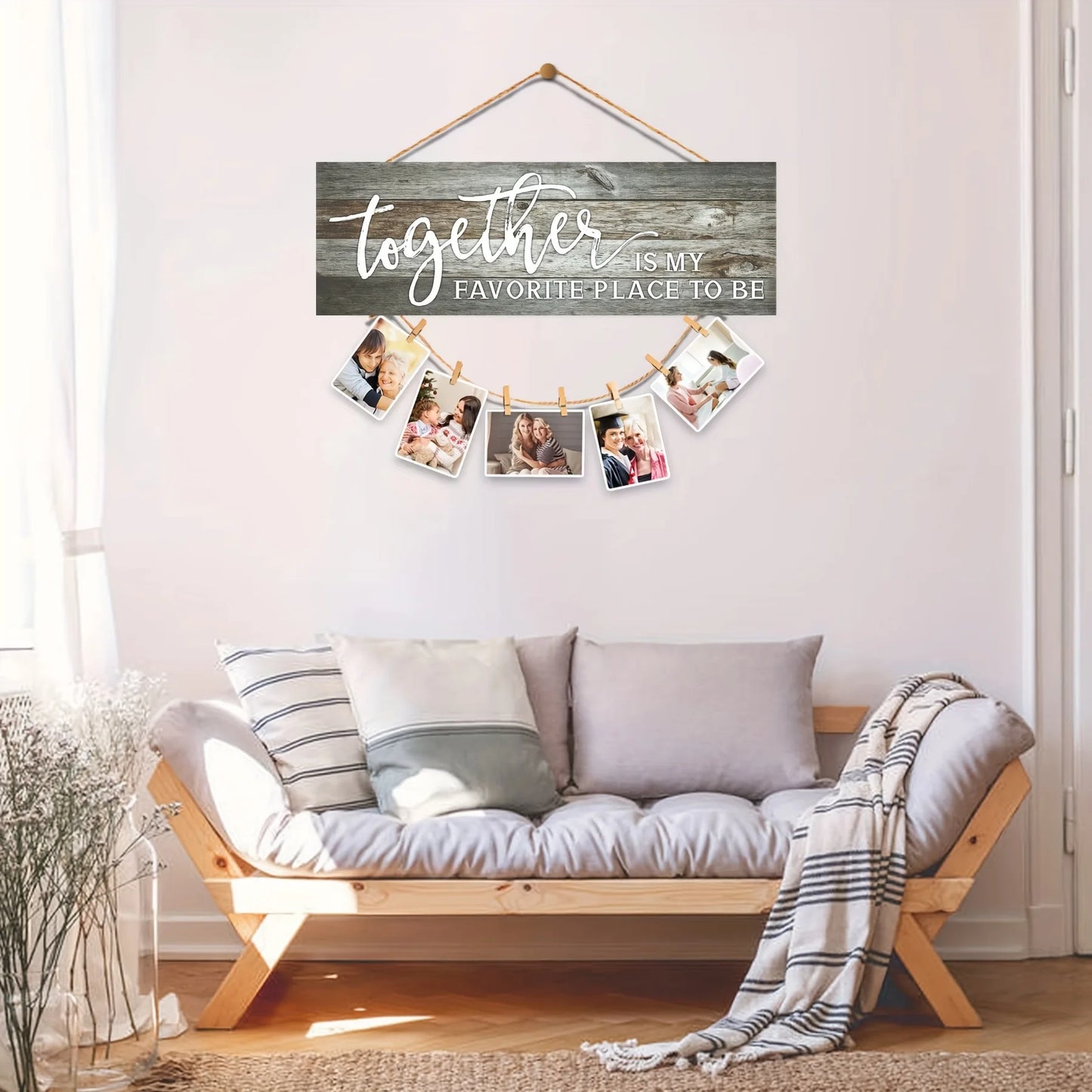 Wood Hanging Photo Holder Sign Family Together Is My Favorite Place Picture Frame