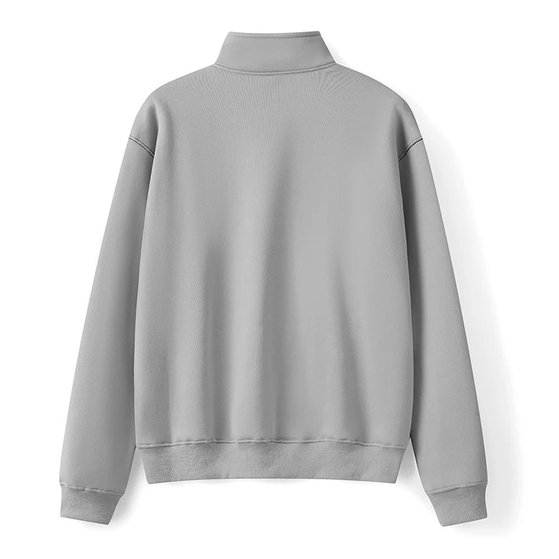 Men's Cozy Fleece Quarter Zip Pullover Sweater with Stand Collar and Long Sleeves