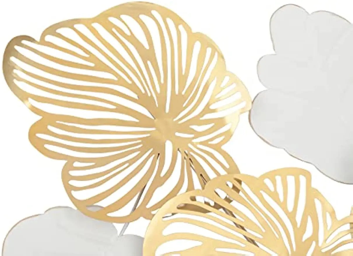 3D Metal Wall Decor "Gold Flower Blooming" Handmade Wall Hanging Artwork Decoration