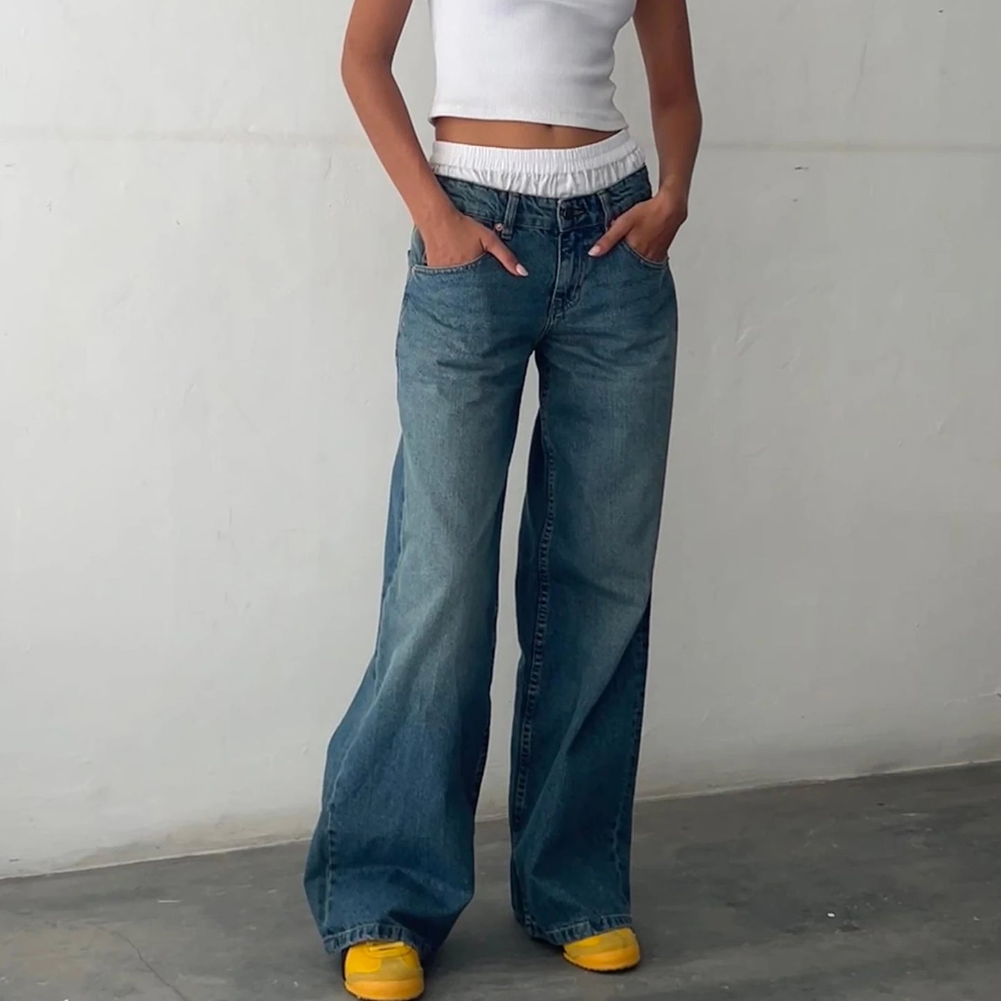Baggy Jeans for Women Trendy Low Rise Casual Straight Leg Boyfriend Jeans Denim Pants with Pocket