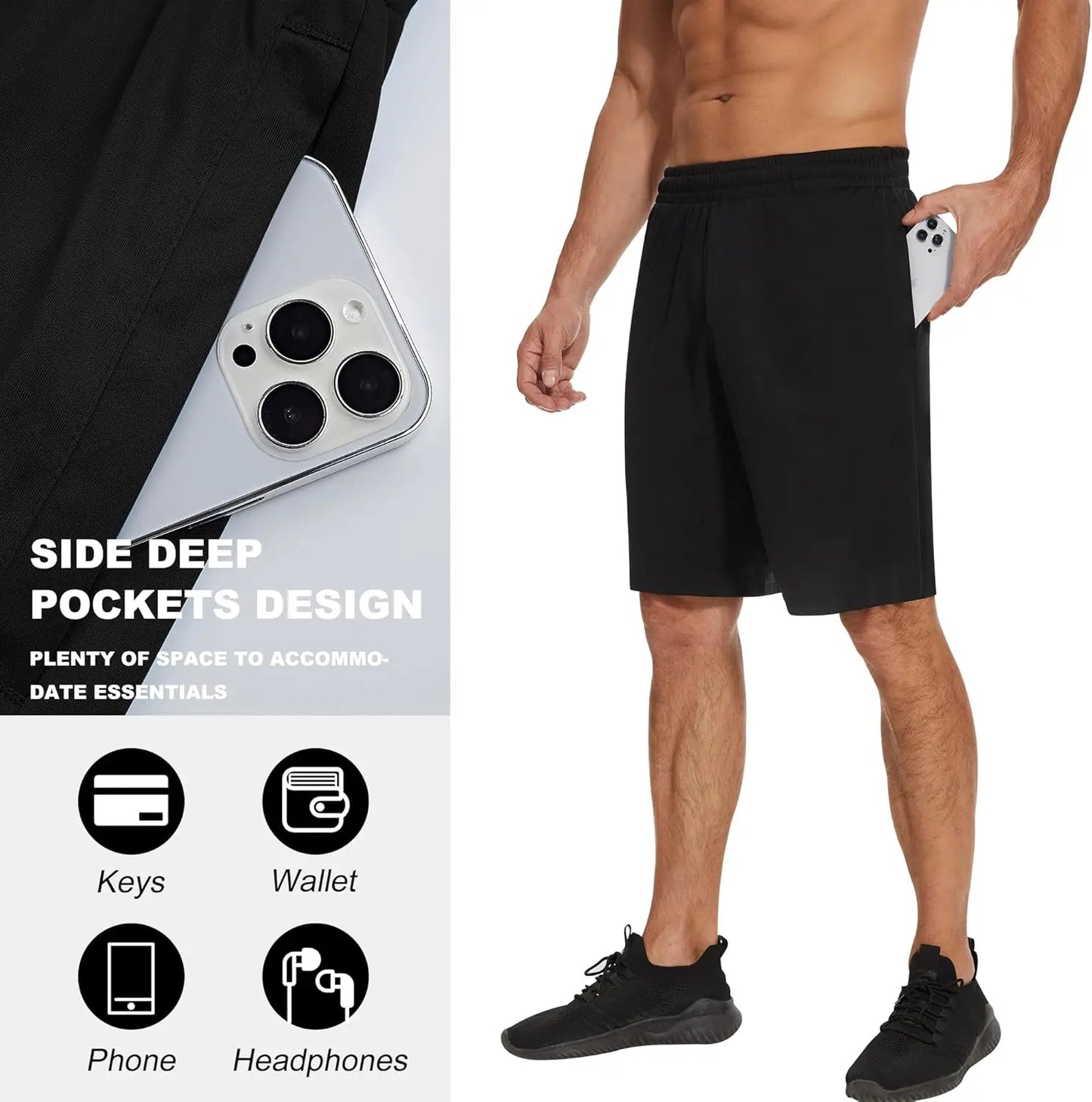 7 Pack Mens Athletic Shorts with Pockets and Elastic Waistband, Quick Dry Shorts for Men