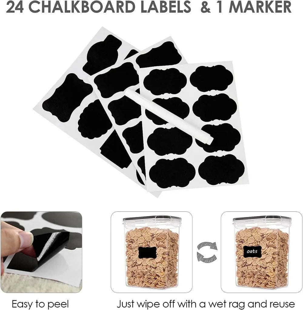 Airtight Food Storage Containers with Lids, 24 pcs Plastic Kitchen and Pantry Organization Canisters