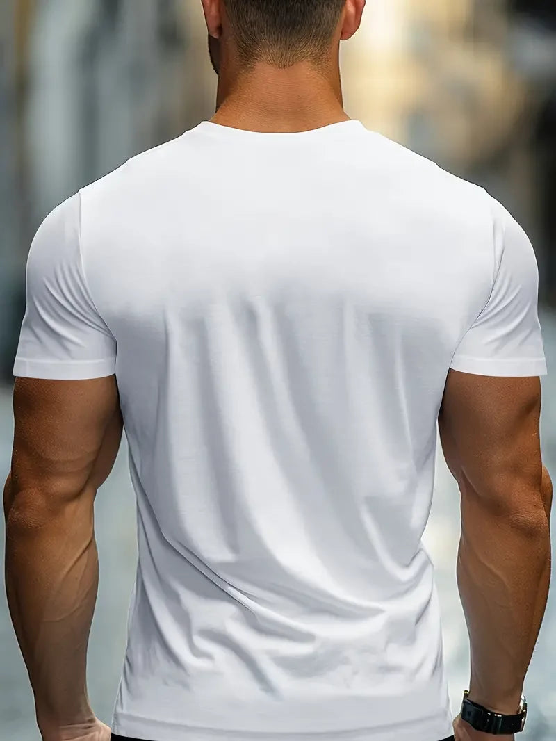 Creative Print Men's Fashionable Summer Crew Neck Short Sleeve Sports T-shirt