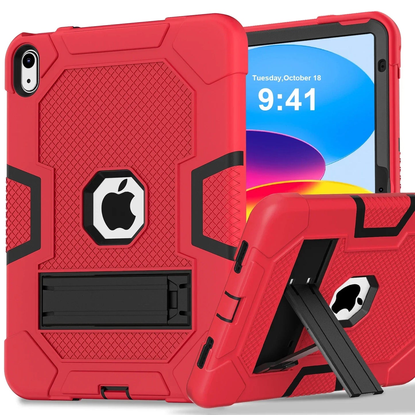 Case for iPad 10th Generation 10.9 Inch 2022, Heavy Duty Shockproof Rugged Protective Case with Kickstand Design