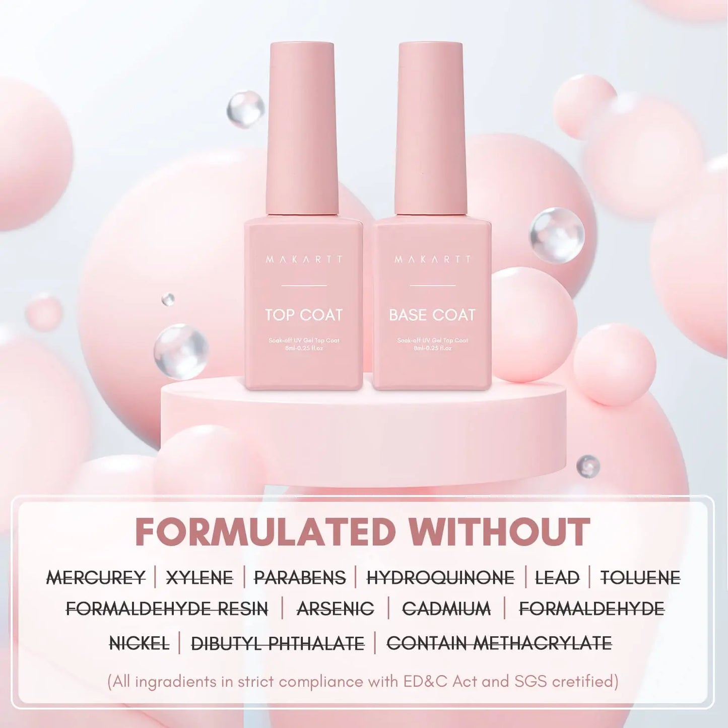 No Wipe Top Coat and Base Coat Kit, Clear Gloss Shiny Stain Resistant General Gel Top Coat Nail Polish UV and Primer