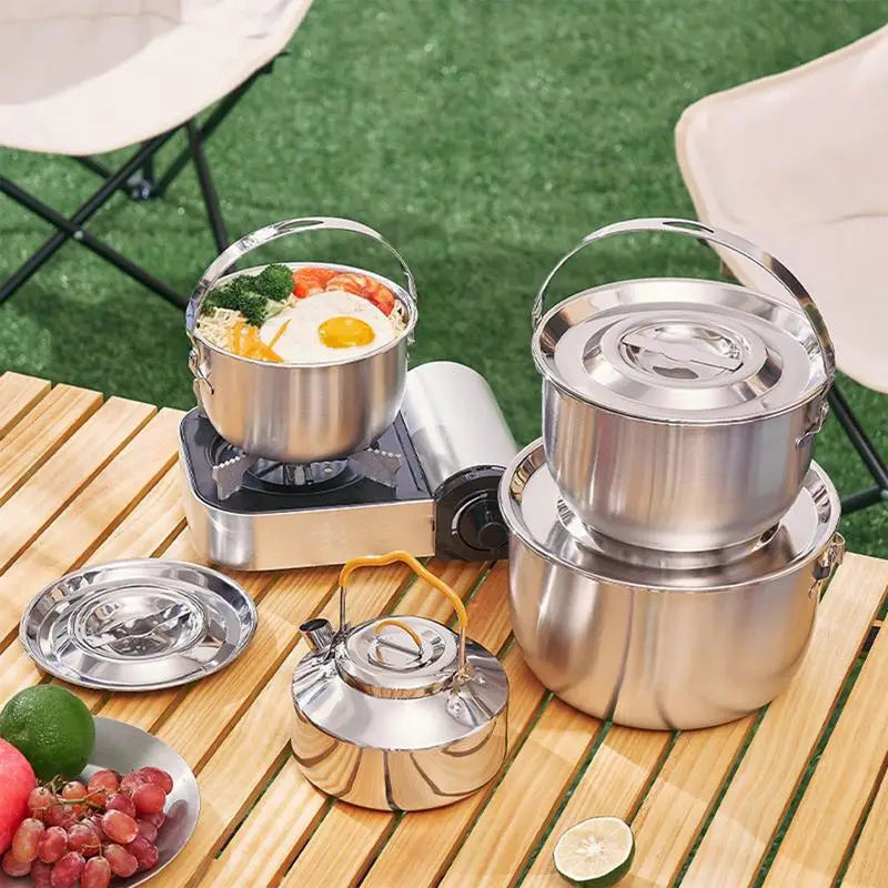 1.1L/1.6L Camping Tea Kettle/ Coffee Pot Stainless Steel Outdoor