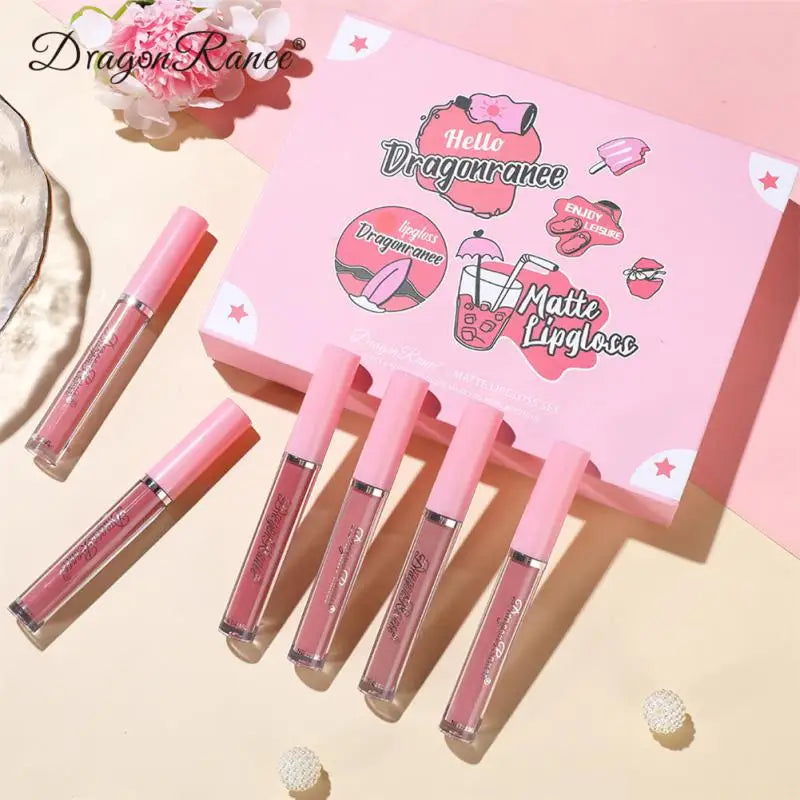 6pcs Waterproof Velvet Lip Gloss Matte Texture Rouge Long Lasting Sweat Proof Matte Liquid Lipstick Lip Glaze Compact Design