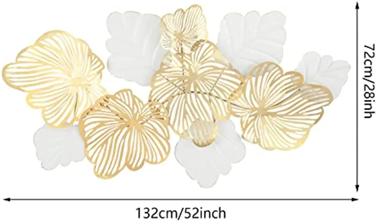 3D Metal Wall Decor "Gold Flower Blooming" Handmade Wall Hanging Artwork Decoration