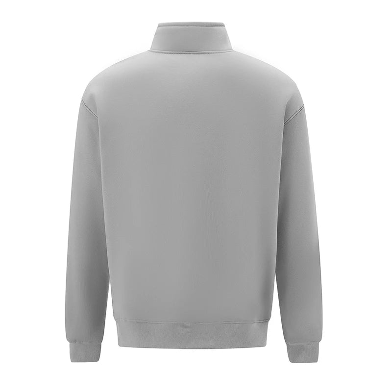 Men's Cozy Fleece Quarter Zip Pullover Sweater with Stand Collar and Long Sleeves