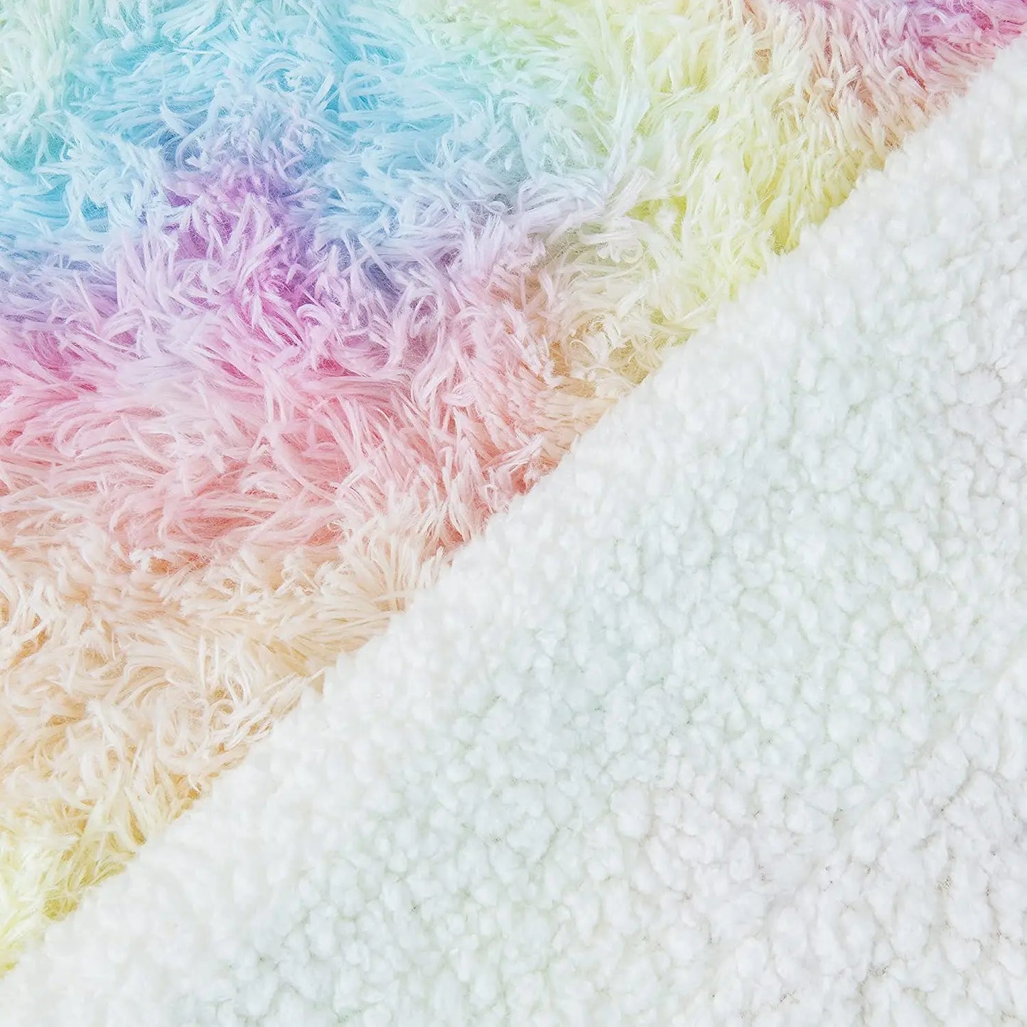 Soft Fuzzy Rainbow Throw Blanket