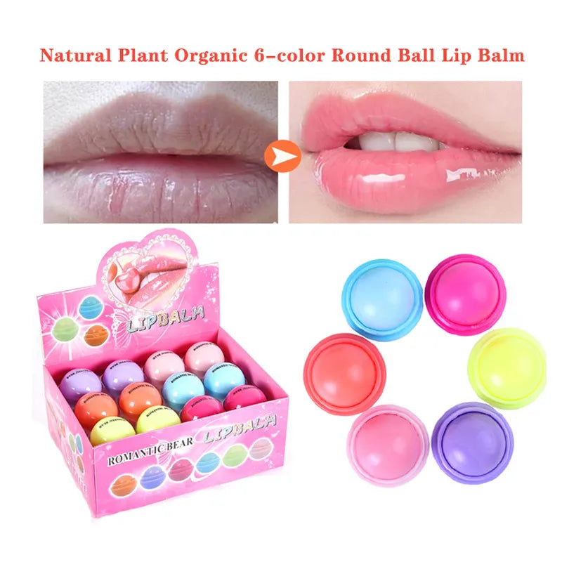 24PCS Ball Lip Balm Makeup Baby Romantic Bear Lips Balm Cute Fruity Flavor