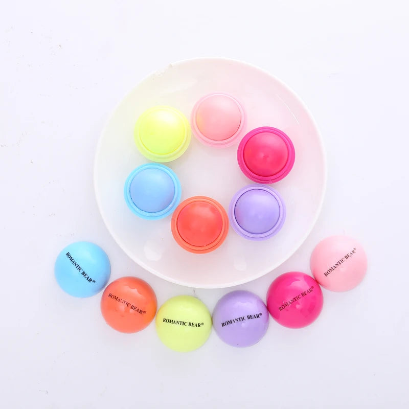 24PCS Ball Lip Balm Makeup Baby Romantic Bear Lips Balm Cute Fruity Flavor