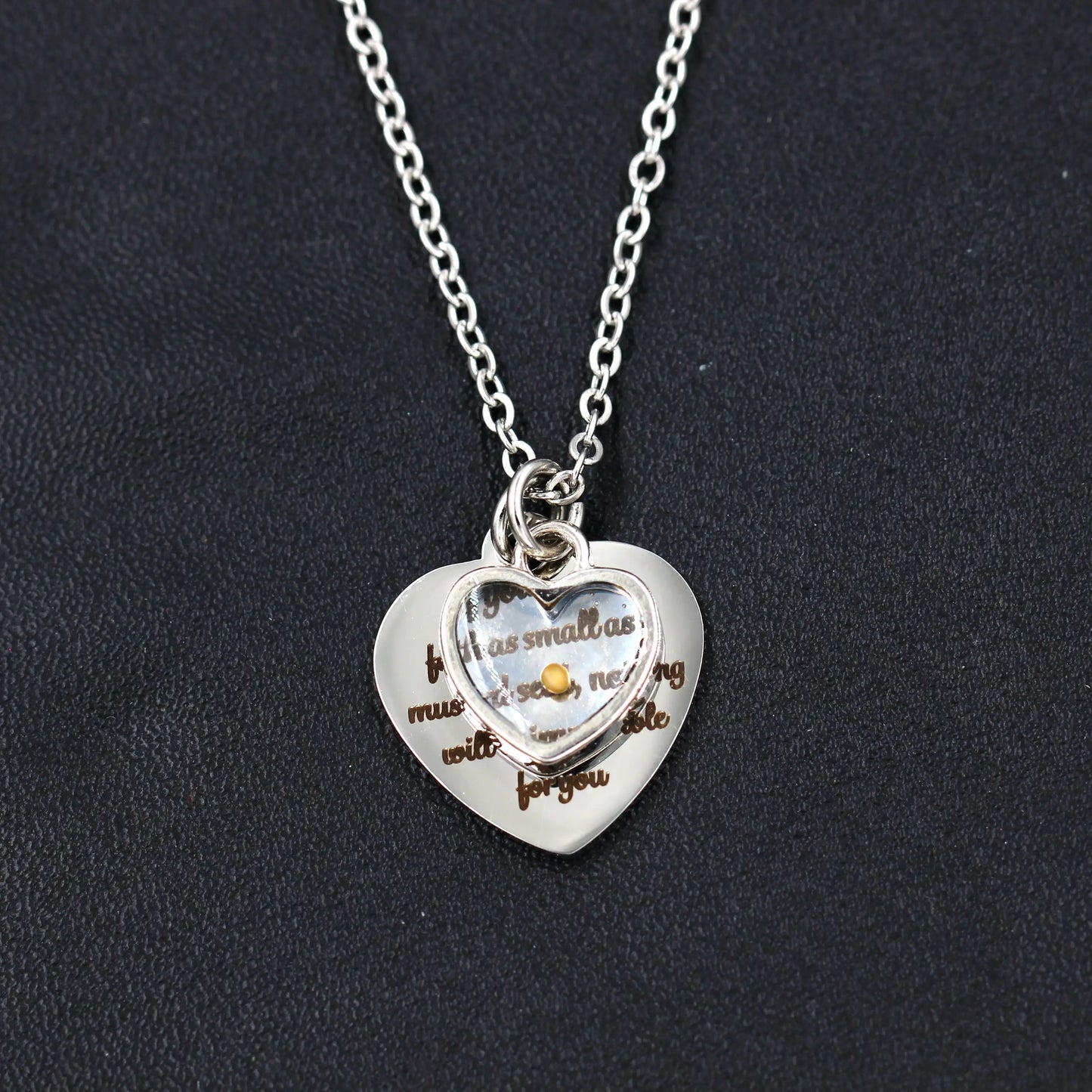 Mustard Seed Heart Shaped Faith Necklace, Stainless Steel