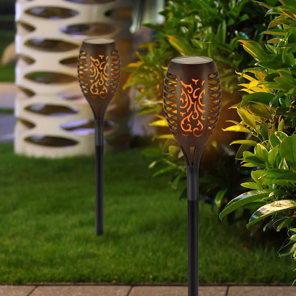 4-16Pcs Solar Flame Torch Lights Optional Flickering Light Waterproof Garden Decoration Outdoor Lawn Path Yard Patio Floor Lamps