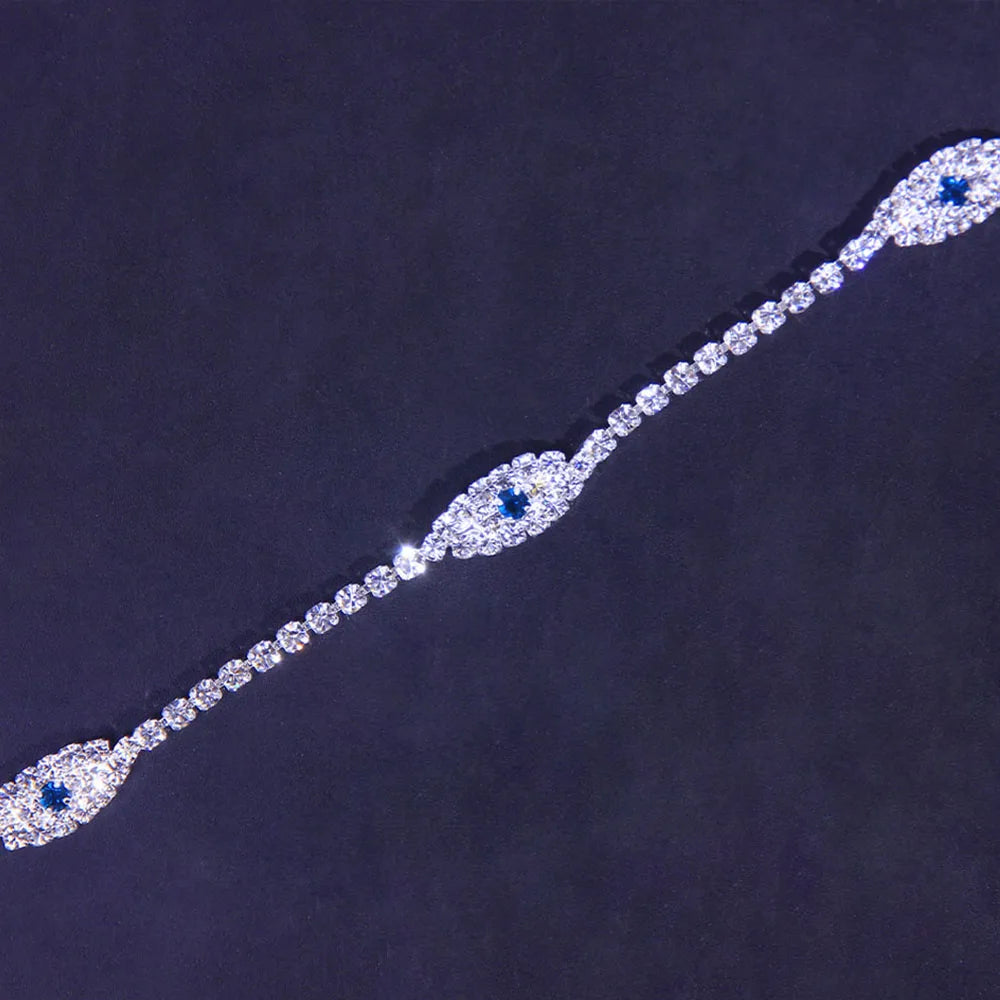 Evil Eye Tennis  Rhinestone Choker Necklace