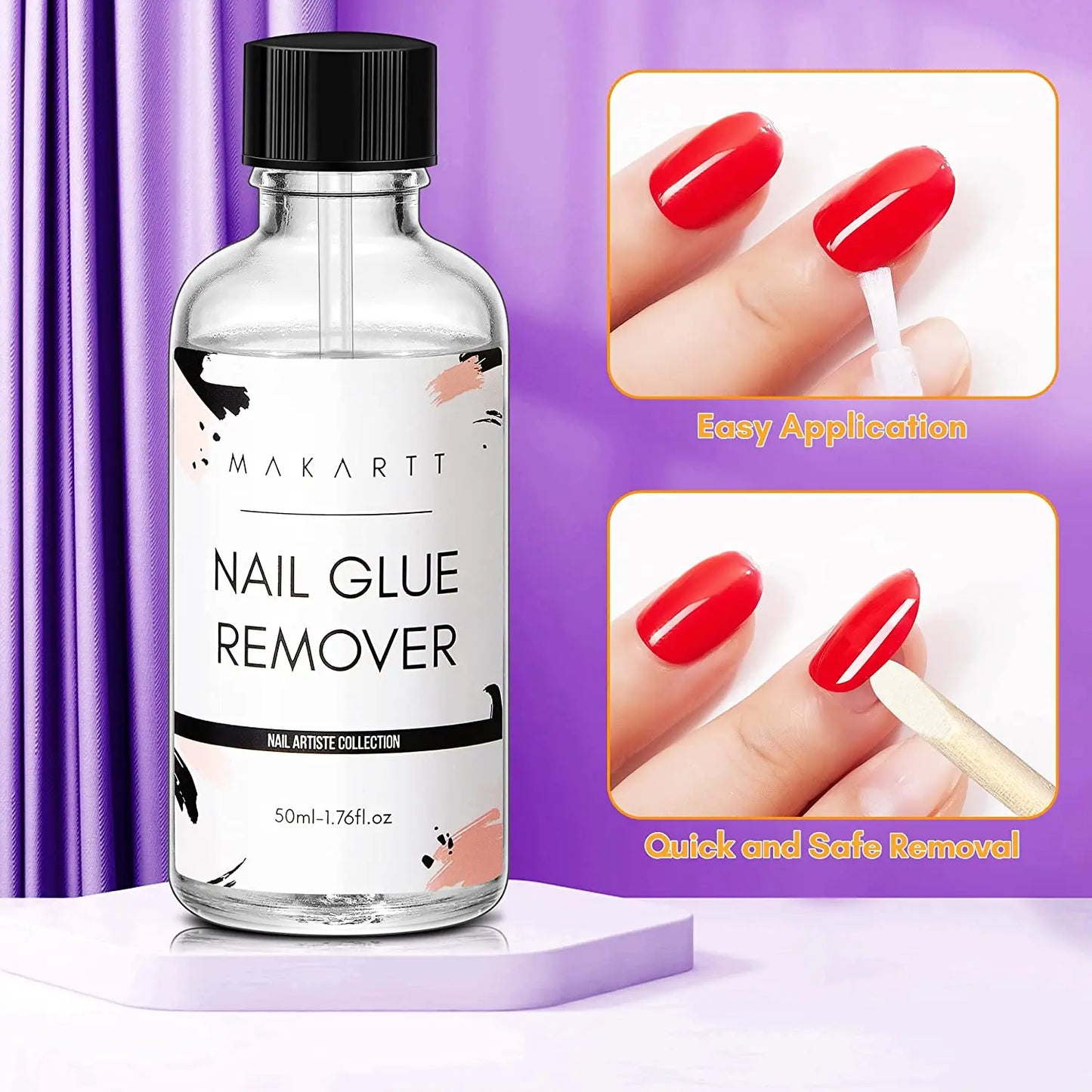 Makartt Nail Glue Remover for Acrylic Nails Press on Nails, 50ML Debonder, Nail Tips Fake Nail Adhessive Remover without Acetone