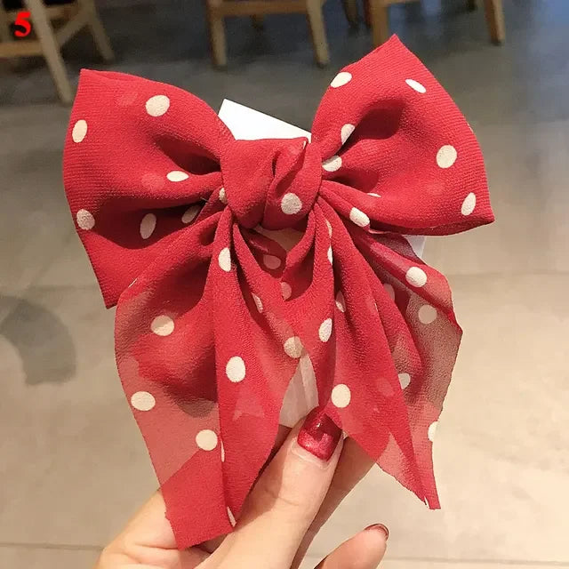 Girls Oversized Bow Knot Hairgrips Linen Barrette Hair Clip Ponytail Women Elegant Headwear Hairpins Red White Accessory