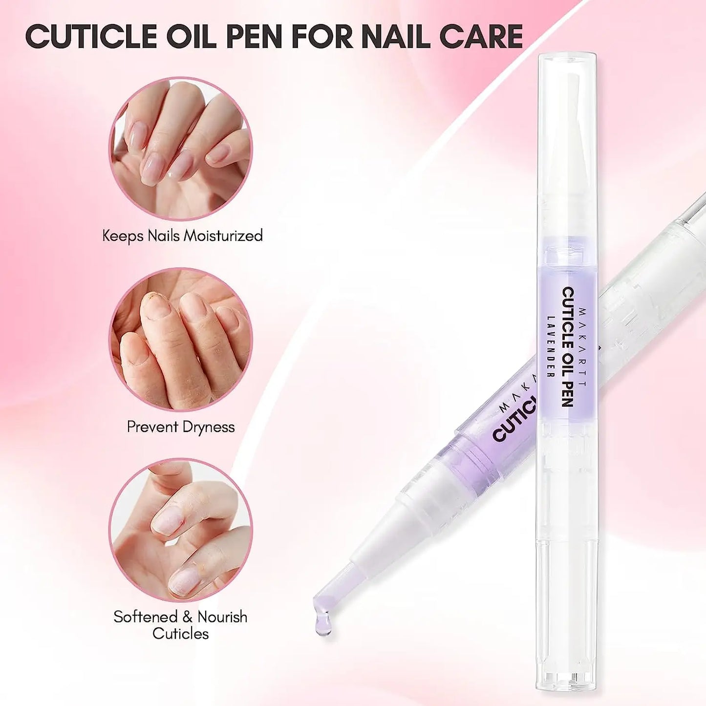 Makartt Cuticle Remover Kit, Nail Care with Cuticle Oil Pen, Trimmer, Nail File & 120ml Cuticle Remover Liquid, Manicure Set