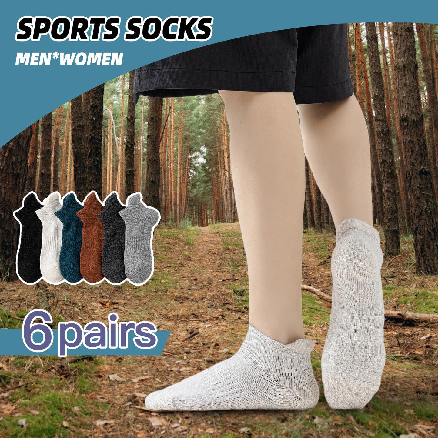 6 Pairs Men/ Women Merino Wool Ankle Hiking Running Socks Compression Support Thick Sports Low Cut Socks