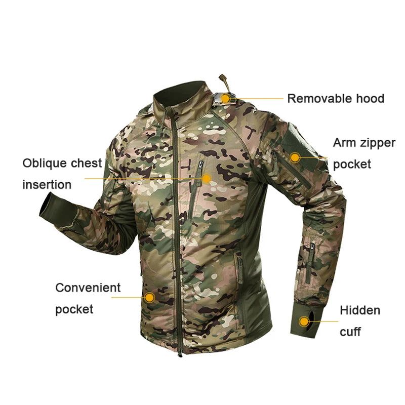 Windbreaker Men's Waterproof Tactical Hooded Jacket