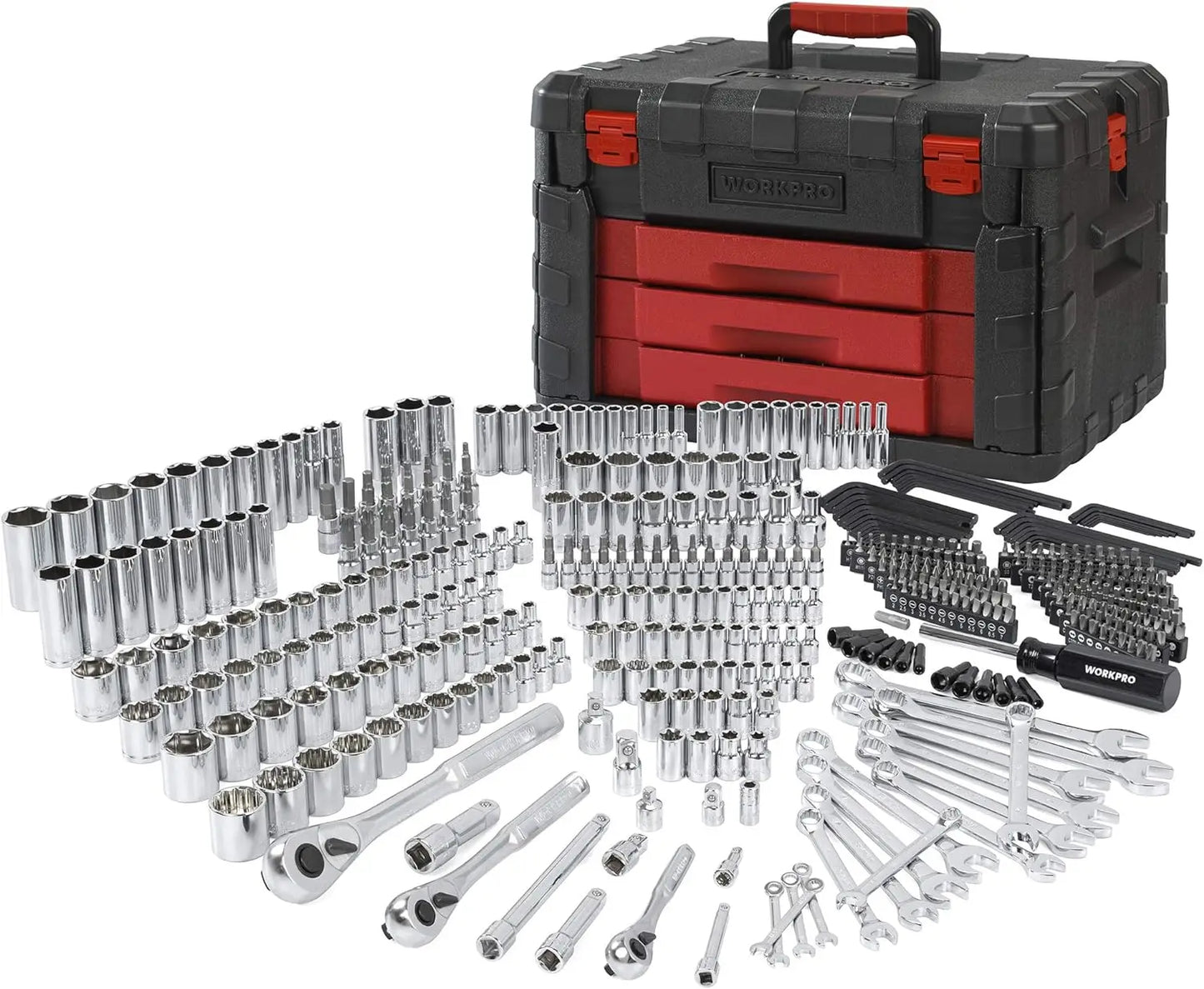 450-Piece Mechanics Tool Set, Universal Professional Tool Kit with Heavy Duty Case Box