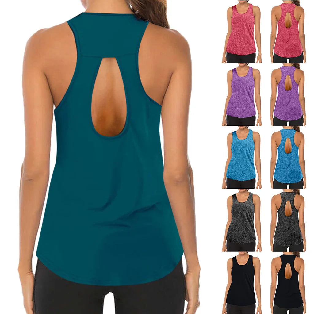 Women Yoga Tops Loose Thin Sport Breathable Sleeveless T-shirt