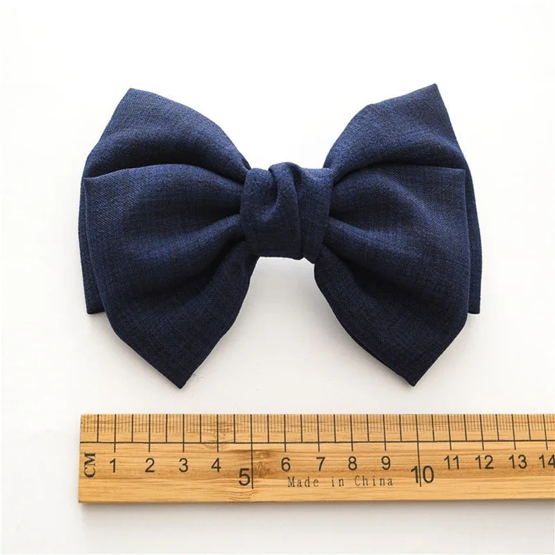 Girls Oversized Bow Knot Hairgrips Linen Barrette Hair Clip Ponytail Women Elegant Headwear Hairpins Red White Accessory