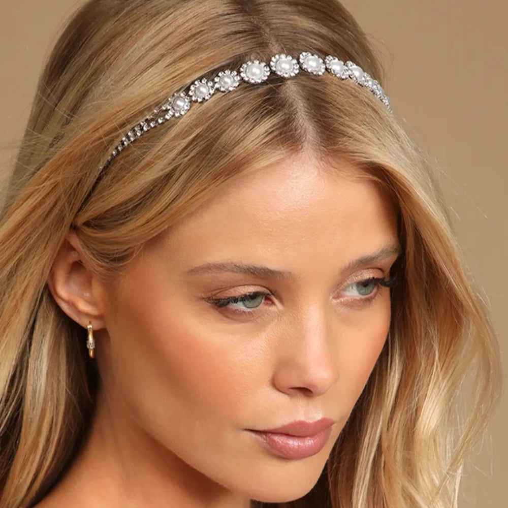 Stonefans Rhinestone Pearl Headband for Women