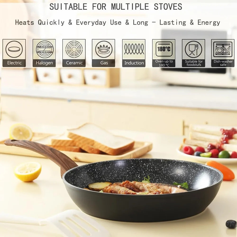 Pots and Pans Set Non Stick, Ceramic Cookware Set, Induction Granite Pot and Pan w/Frying Pans and Saucepans