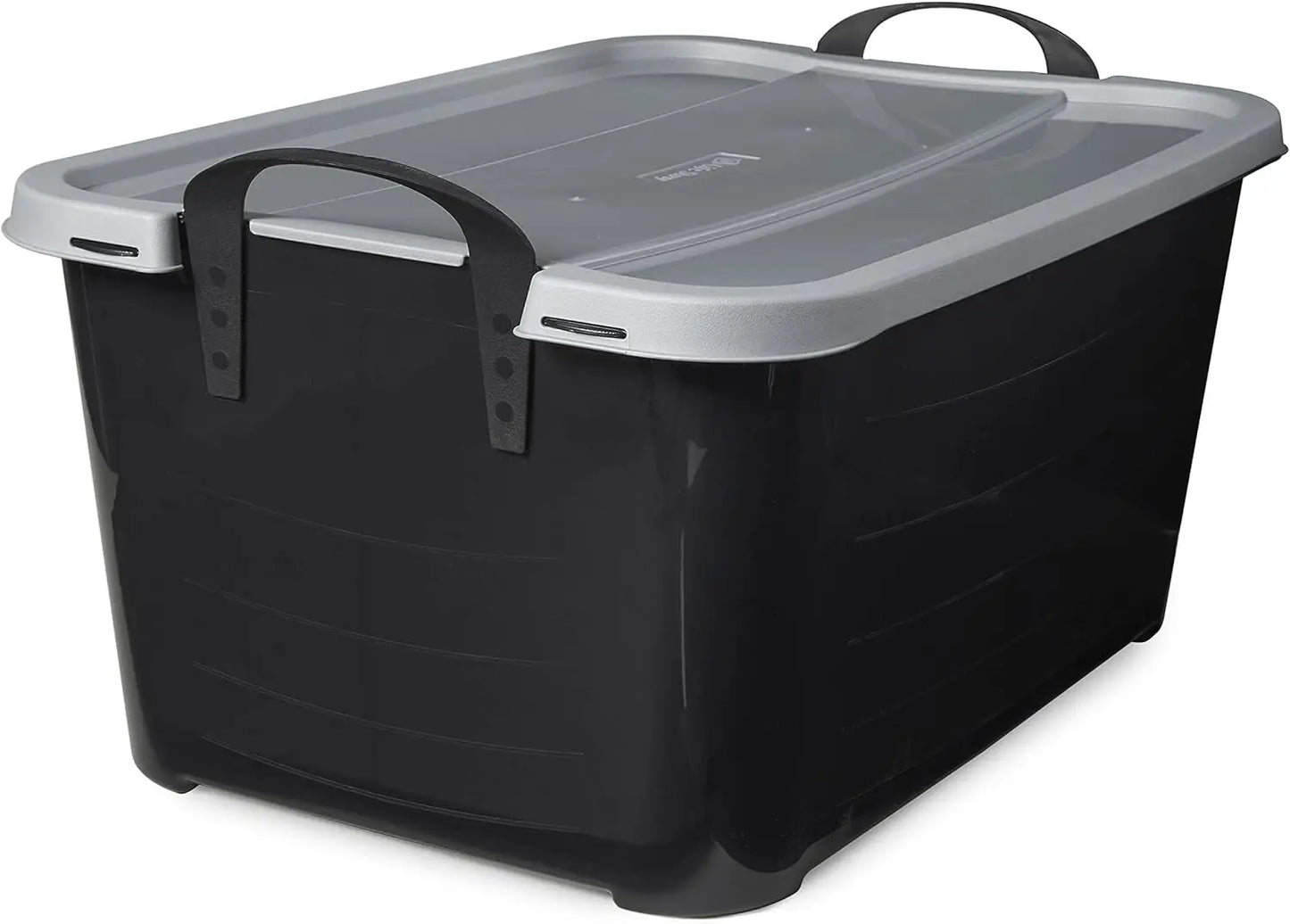 Multi Purpose 55 Quart Stackable Storage Container with Secure Snapping Lids and Built In Handle for Home Organization