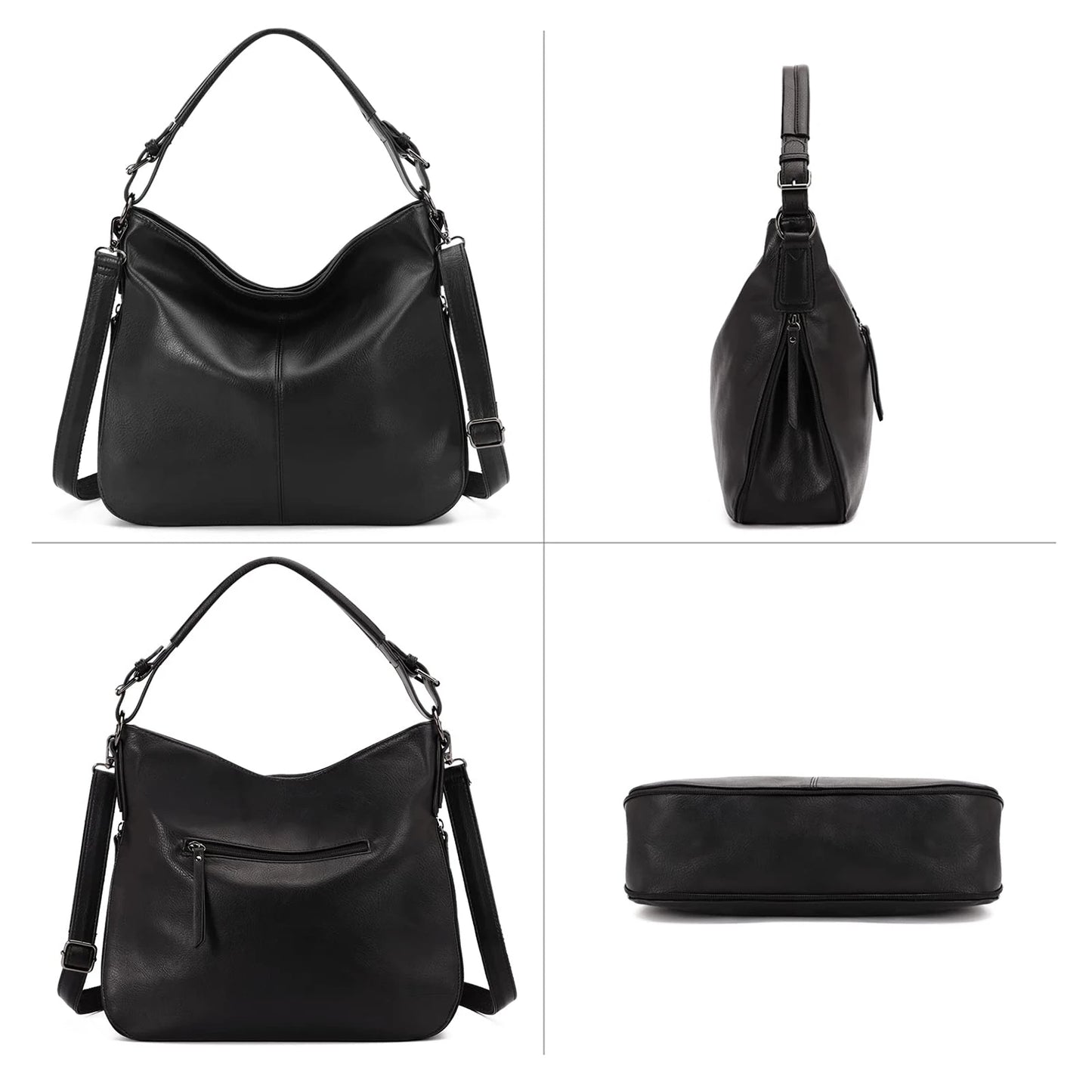 PU Leather Shoulder Handbag with Adjustable Shoulder Strap