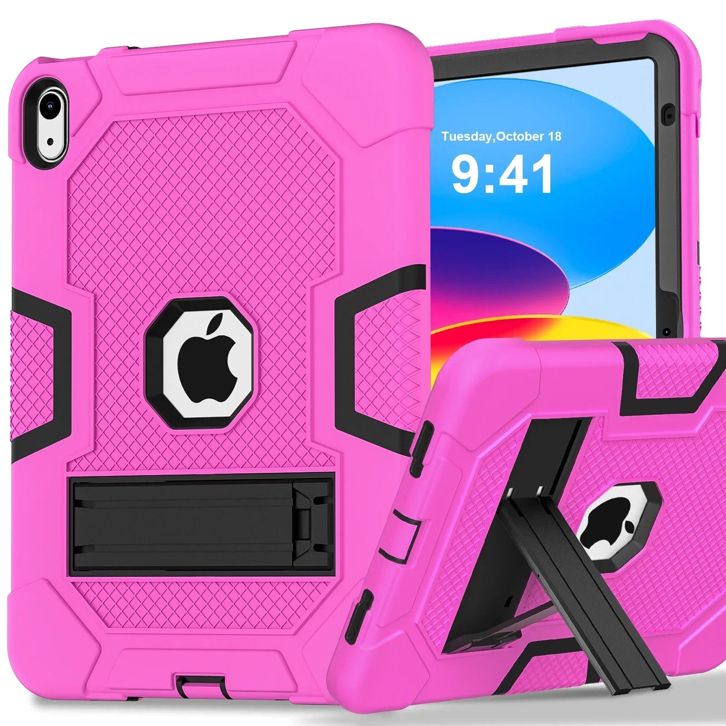 Case for iPad 10th Generation 10.9 Inch 2022, Heavy Duty Shockproof Rugged Protective Case with Kickstand Design