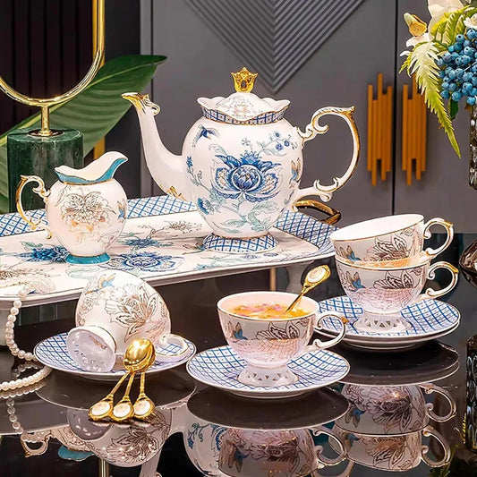 Bone China Tea Set Elegant Gifts for Adults Teacups and Saucers Coffee ware/ Tea ware 21-piece set