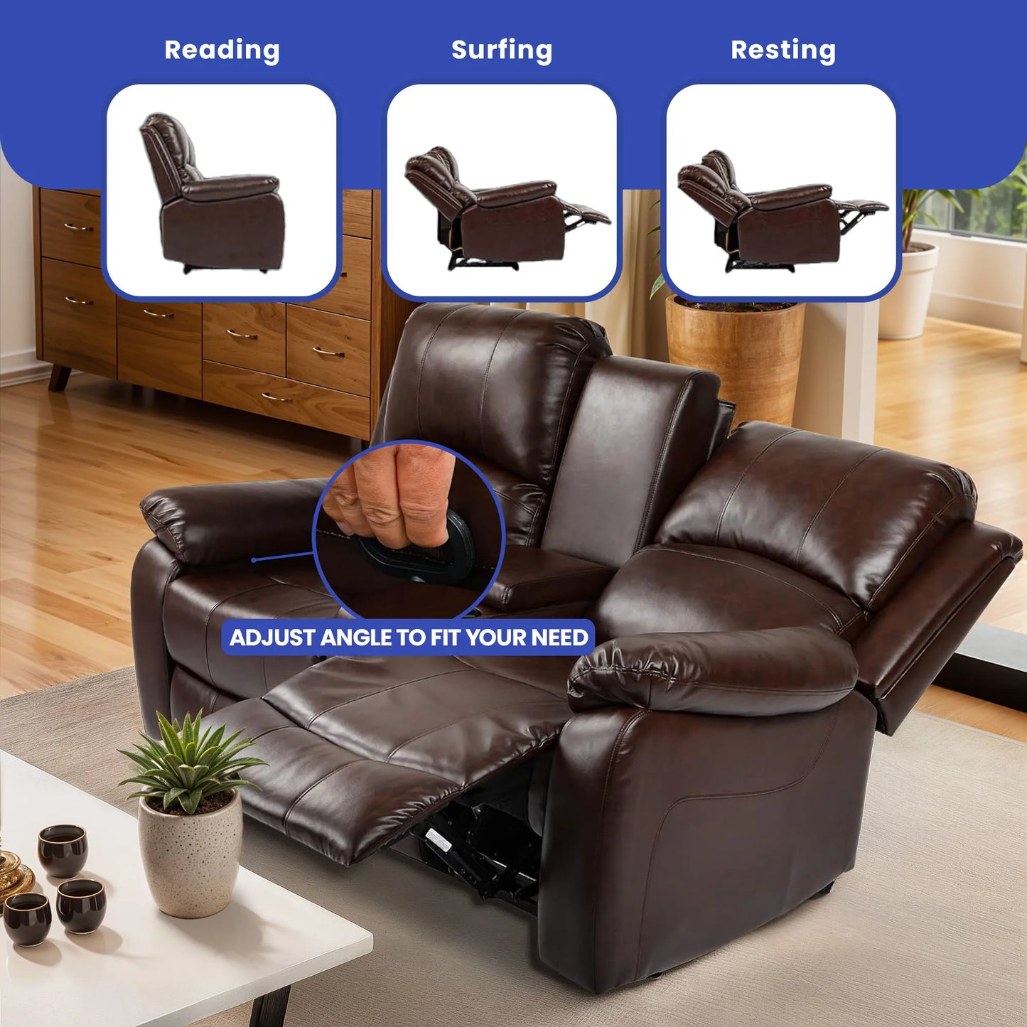 PU Leather Recliner Sofa Love Seat